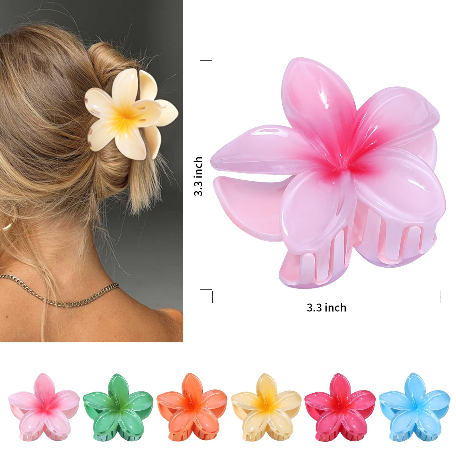 Amazon.co.jp: CHANDAT フラワーヘアクリップ 6個 ハワイアンクロー