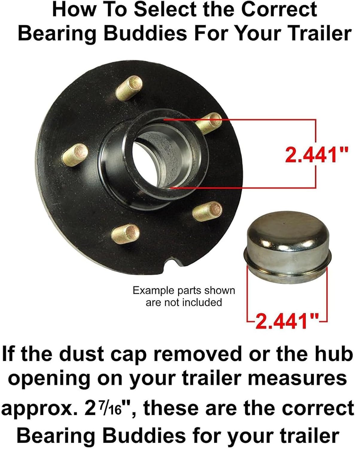 Buachois Boat Trailer Wheel Bearing Protector, Dual Design Auto Check Grease Level Monitoring 4 Pieces 2.441 Inch Diameter Stainless Steel Hub Cap for Boat Trailer Wheel Hub