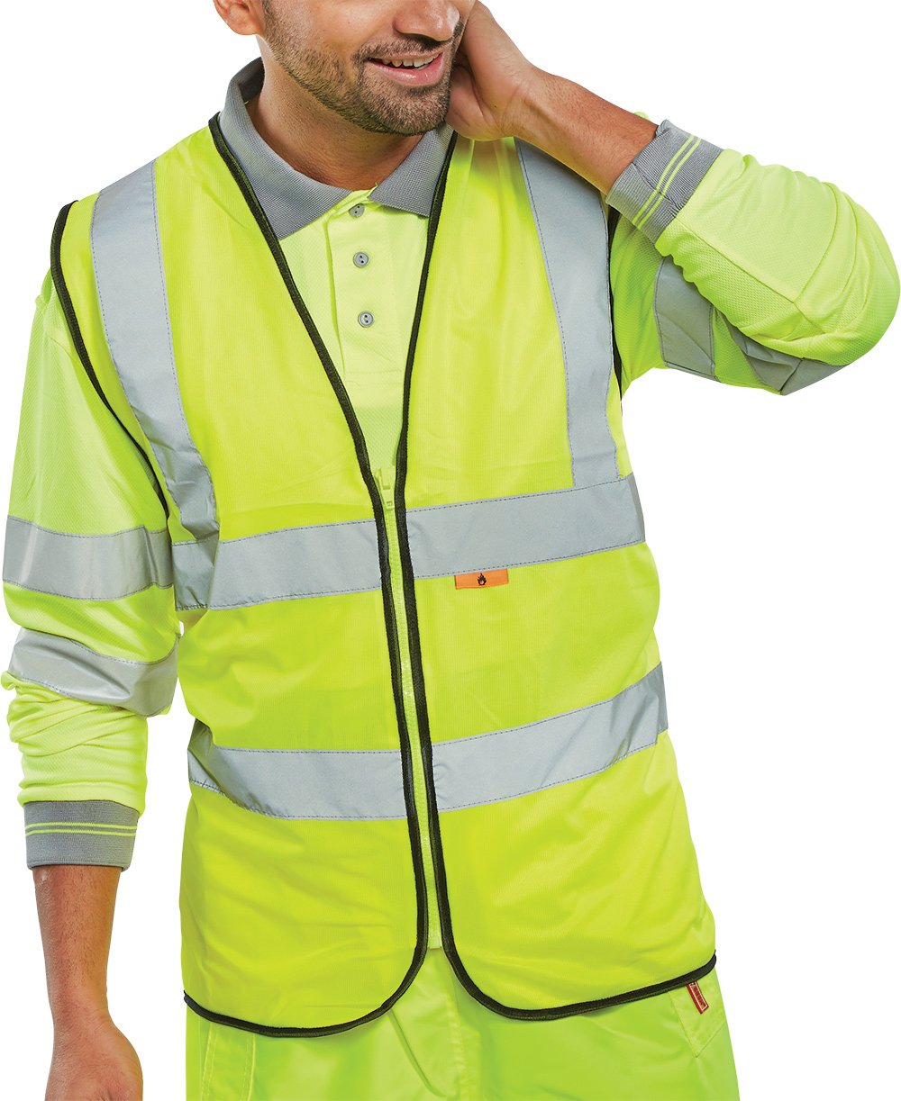 FIRE RETARDANT HI-VIS WAISTCOAT SATURN YELLOW XL