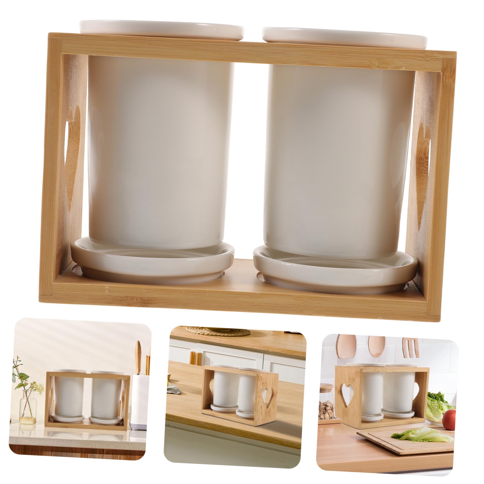 Portaposate in Ceramica Funzione di Svuotamento Utensili da Cucina Organizzatore a Design Unico Contenitore per Stoviglie