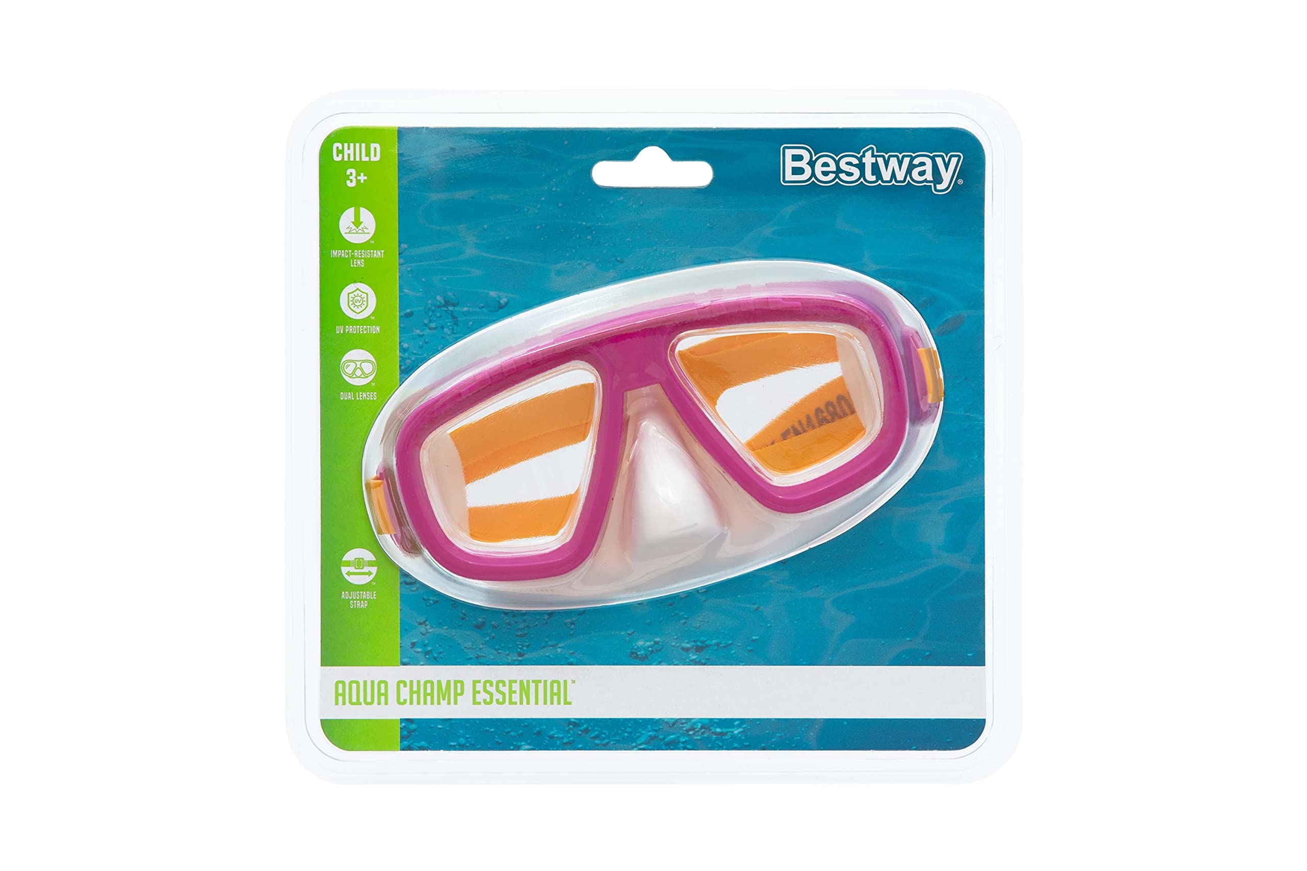 BESTWAY - Maska do nurkowania Lil' Caymen - Akcesorium do nurkowania - 22011N - Losowy model - 3 lata i 6 lat - Poliwęglan - 17 cm - Dziecko - Snorkeling - Artykuł sportowy