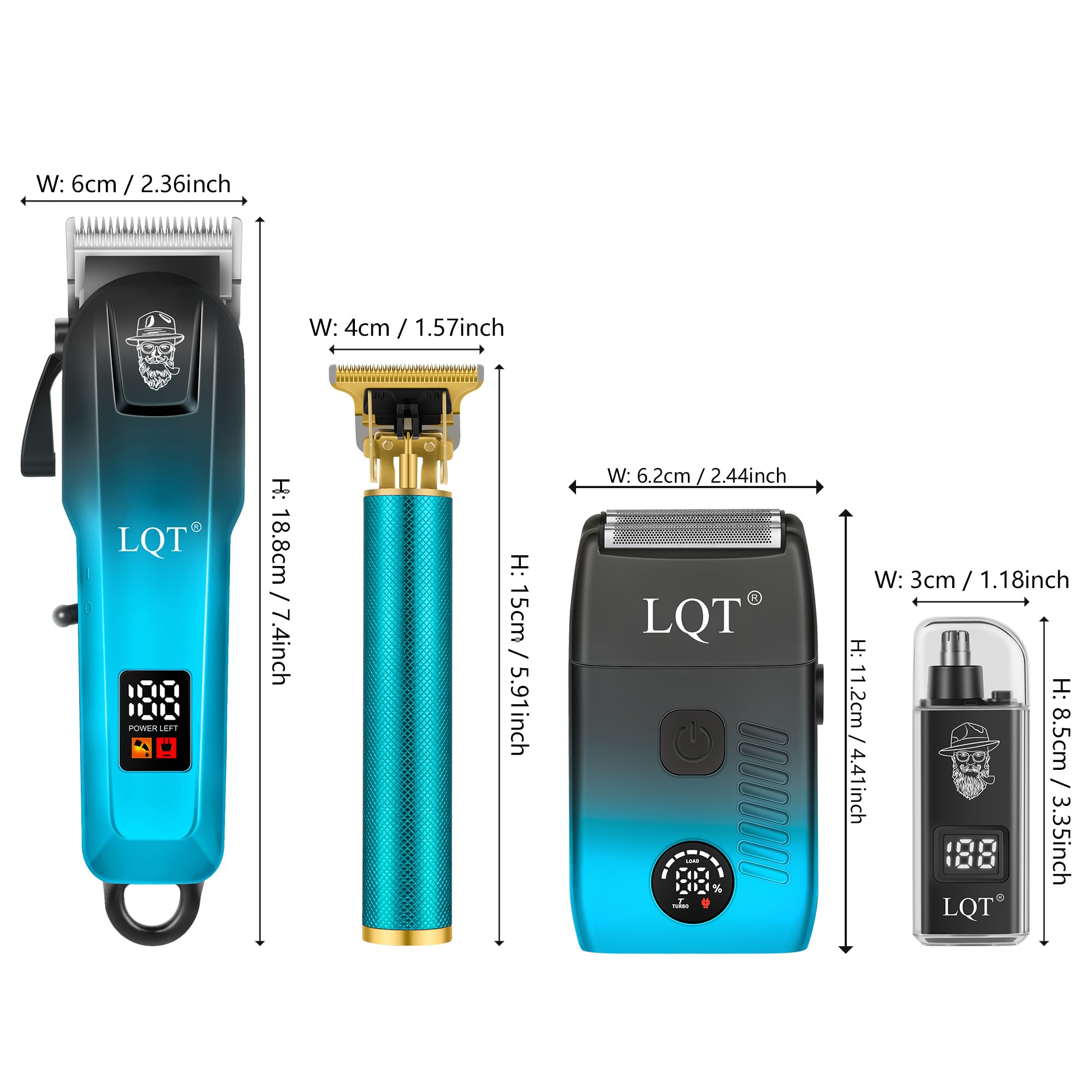 Hair Clippers for Men with LED Display, 4-Piece Cordless Grooming Kit with Beard Trimmer, Foil Shaver & Nose Trimmer, Rechargeable Hair Cutting Set for Home Barber, Men's Personal Care Kit & Gift