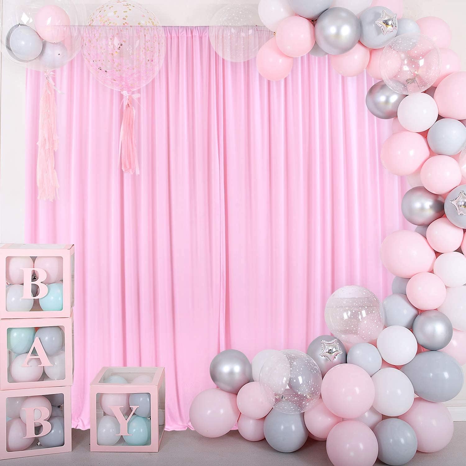 AK Trading DRAPE-5x10 Polyester Backdrop Drapes Curtains Panels with Rod Pockets, Pink, 10' x 10'