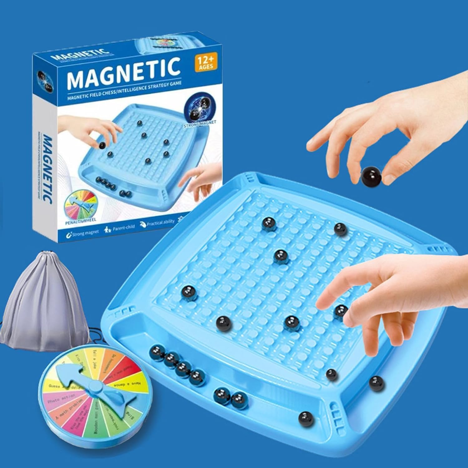 NISHCHAY Magnetic Chess Game Set with Punishment Wheel,Portable Strategy Table Top Magnet Chess Game with 20 Rocks,Fun Chess Board Family Games, Multiplayer Magnet Board Game with Storage Bag (B0D2NWZ4ND) Amazon Price History, Amazon Price Tracker