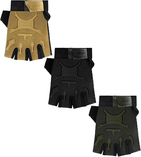 Miniatura 8 de 3 pares de guantes sin dedos para niños guantes de gel antideslizantes guantes deportivos ajustables para niños ciclismo ciclismo rosa gris negro