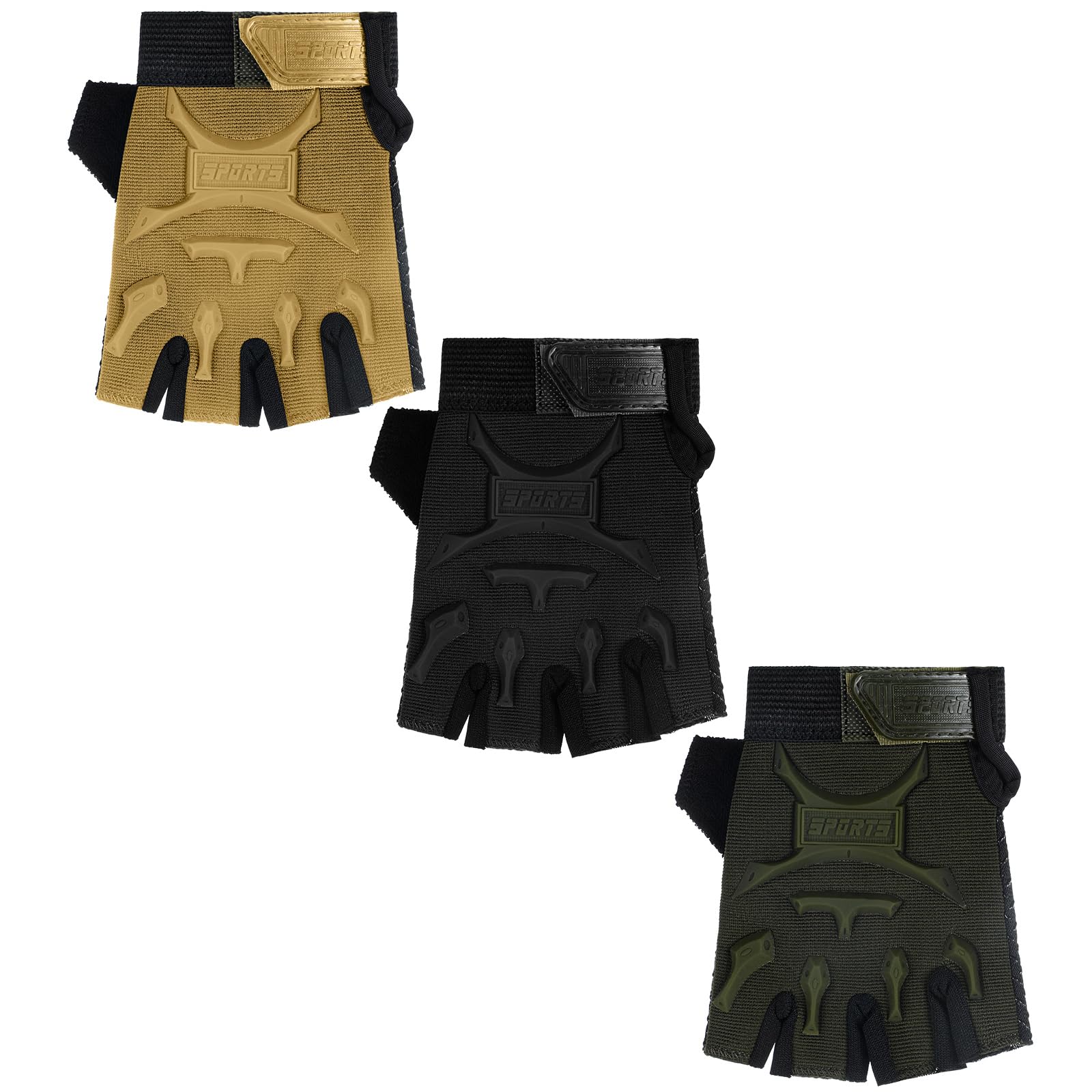 Photo 1 of SATINIOR 3 Pairs Kids Half Finger Gloves Non Slip Gel Biking Adjustable Gymnastics Gloves for Girls Boys(Vintage Style,12-16 Years)