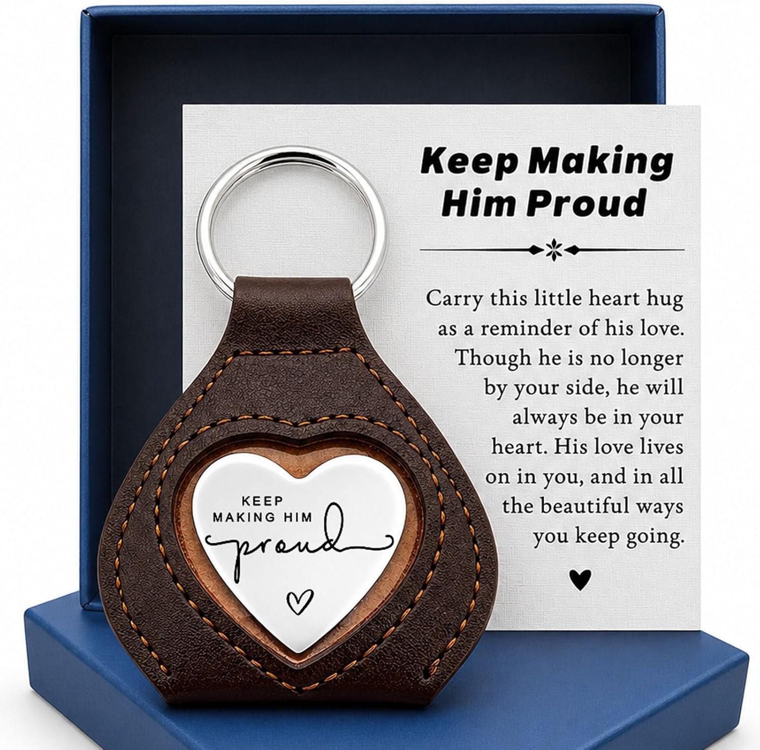 Memorial Sympathy Keepsake Gift for Loss of Dad to Son Daughter,Keep Making Him Proud Remembrance for Loss of Dad, Bereavement Remembrance Keychain for Grieving Family Member, Father Memorial Gift