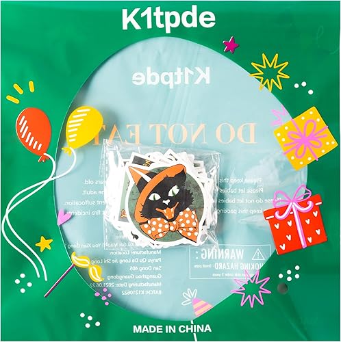 Miniatura 5 de K1tpde 55 calcomanías de vinilo vintage de Halloween, paquete de calcomanías de bruja de calabaza para adolescentes, calcomanías impermeables para