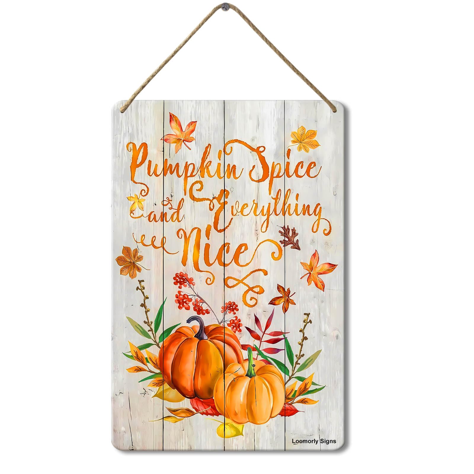 Pumpkin Sign Wooden Wall Hanging Plaque Sign, 8x12 Inch, Autumn Harvest Thanksgiving Decorations