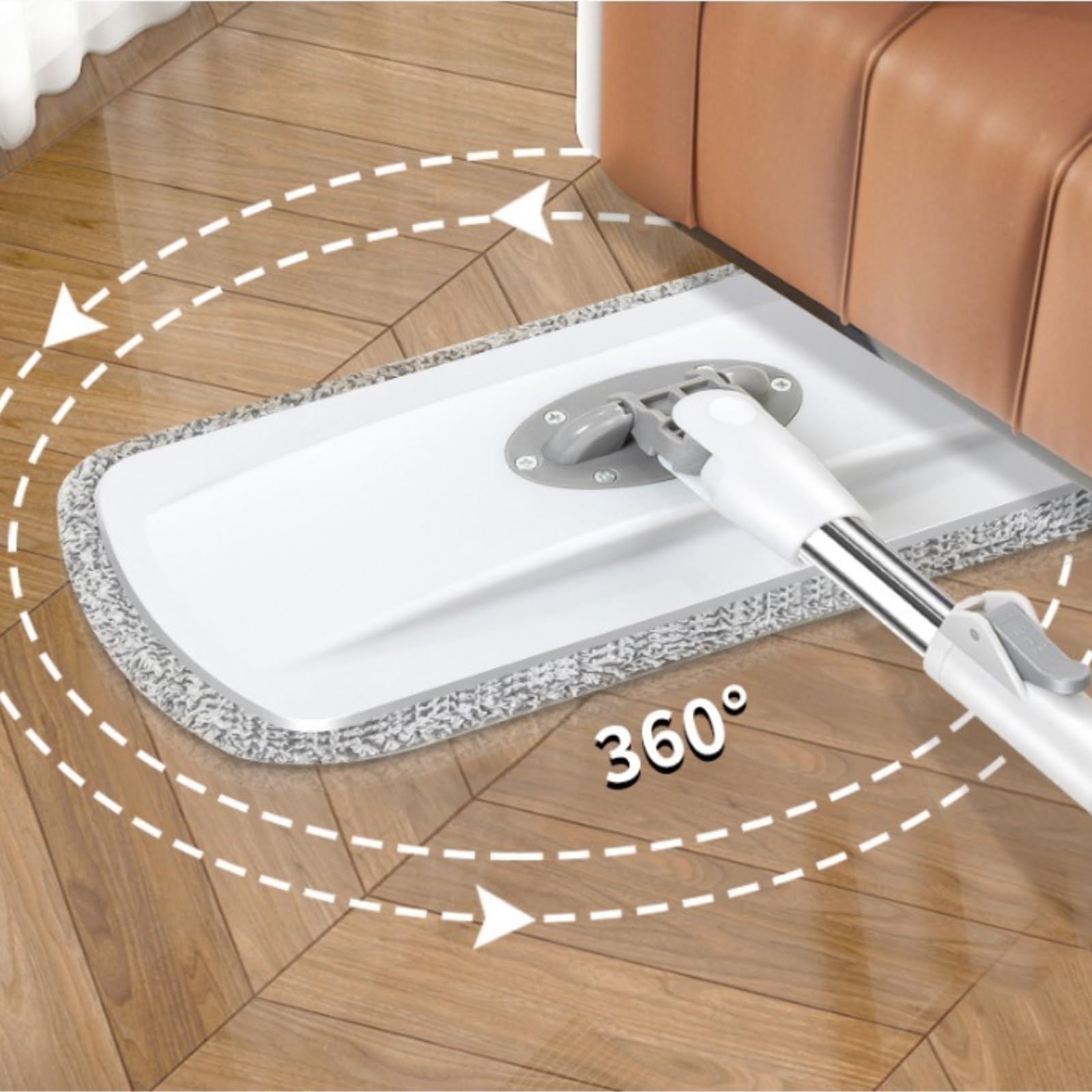 Fregona Almohadillas Planas para Fregona con Agarre Firme para Limpieza De Pisos Húmedos Y Secos Mango Acero Inoxidable Cabezal Giratorio 360 ​​Grados Limpieza Suelo
