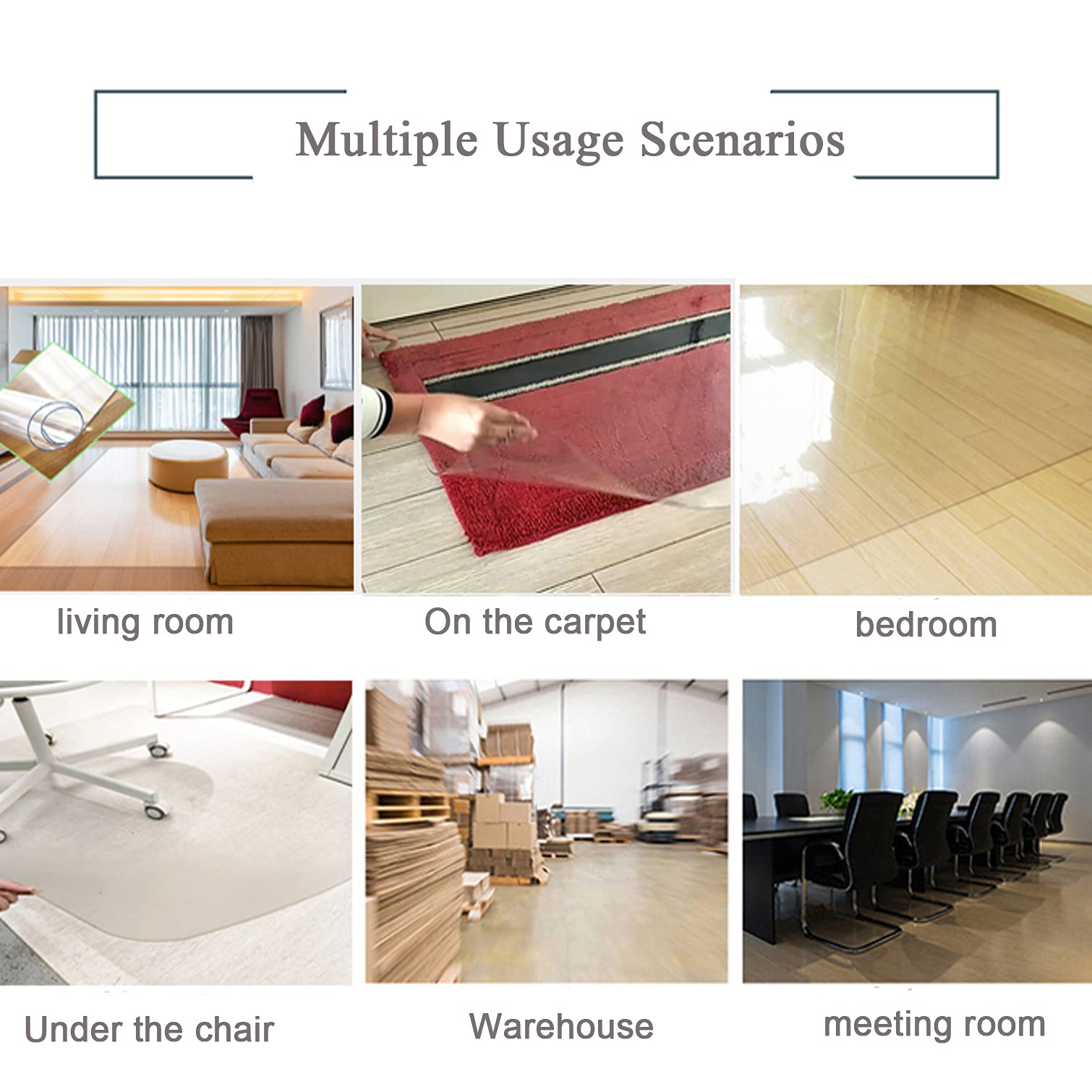 Tappetino trasparente per sedie per pavimenti in legno duro, protezione in plastica trasparente, tappetino in PVC per ingresso, camera da letto, ufficio, sedia girevole per pavimenti in legno,