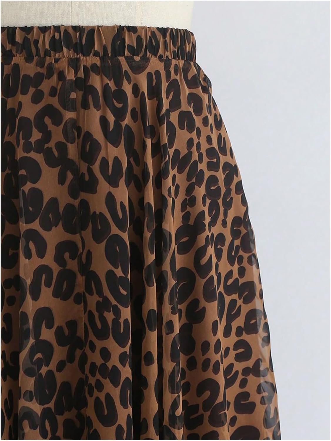 Verdusa Women's Leopard Print Skirt Y2k Goth High Waist Ruffled Pleated Flowy Long Skirts