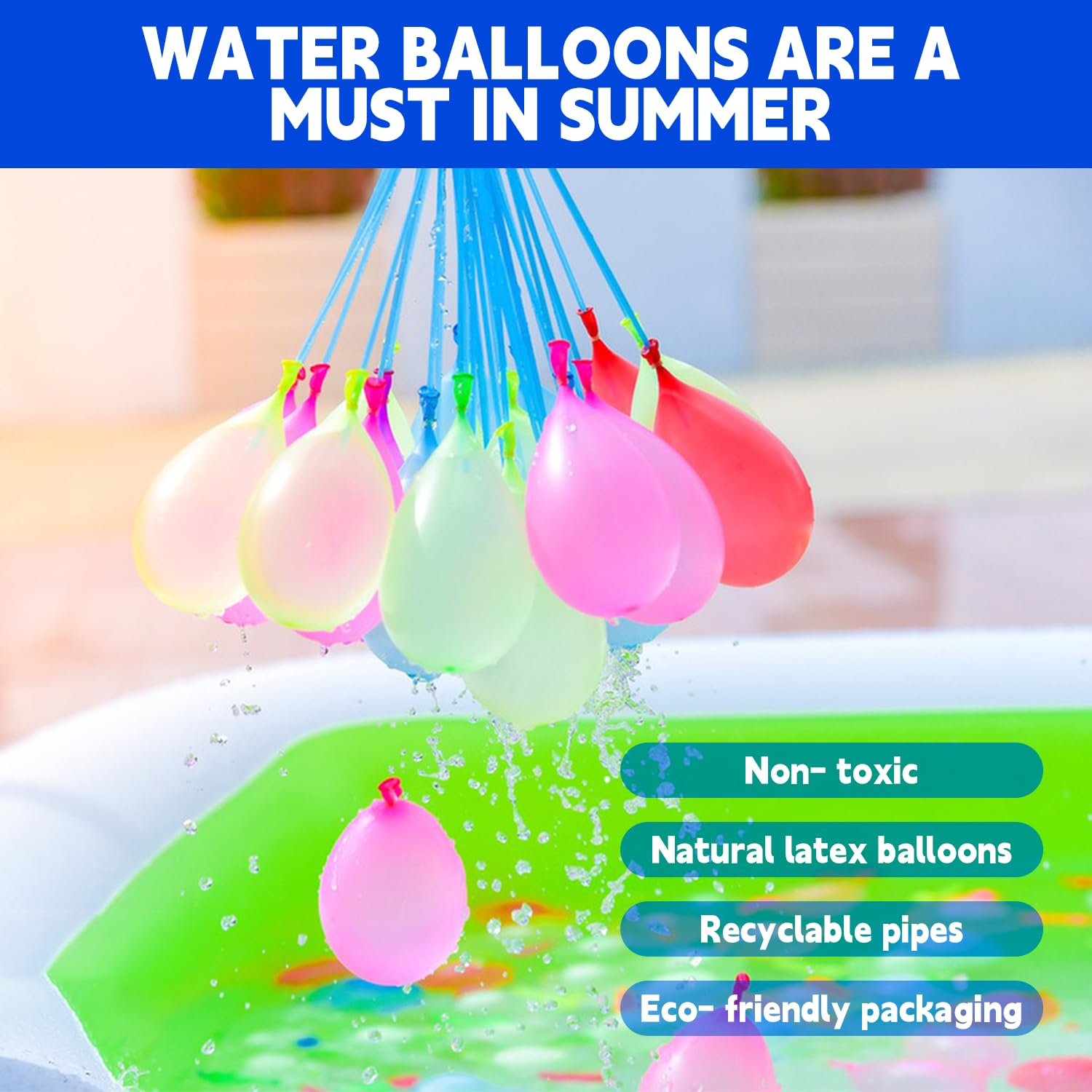 999 Pcs Tropical Summer Multicolored Water Balloons Outdoor Play Fun Water Ball Toys for Adults,Boys and Girls — view 2