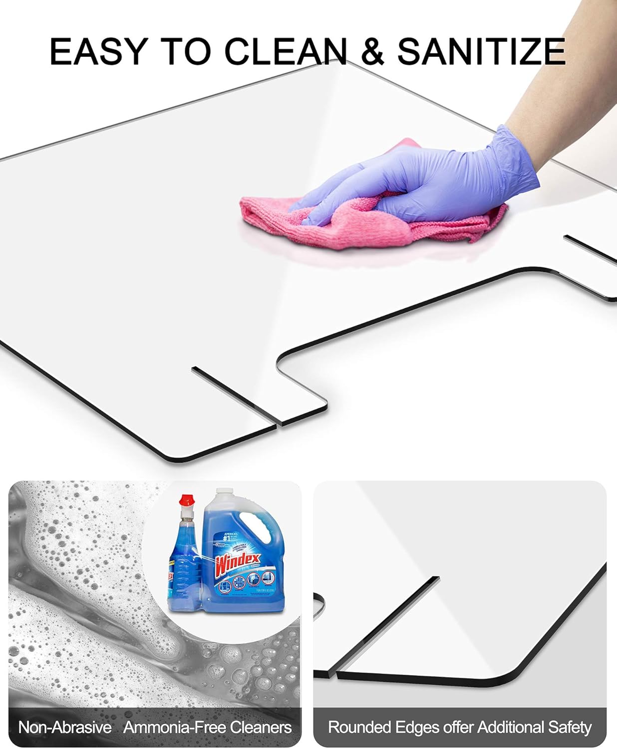 Sneeze Guard for Counter - 23.6" W x 23.6" H with 3.9 Inch Cutout - Acrylic Sneeze Guard for Desk, Reception, Office, Store - Protective Shield, Security Partition Barrier and Splash Guard Protector : Office Products