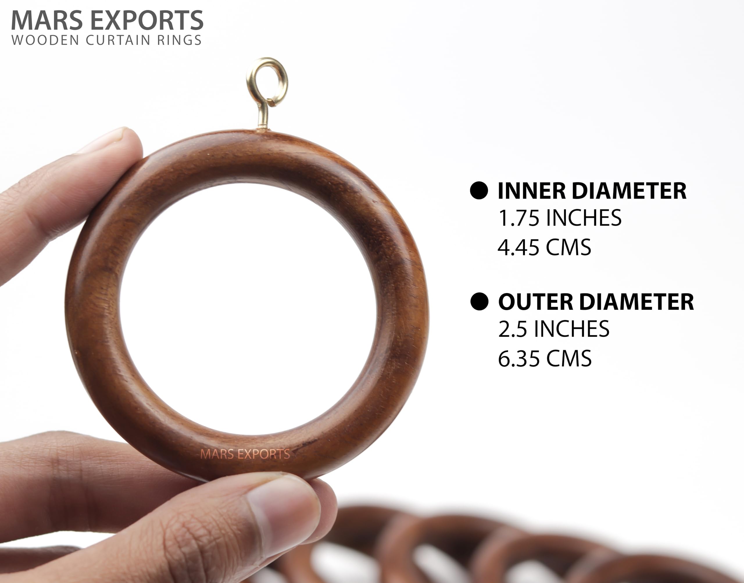 12 Pcs Wooden Curtain Rings With Clips - For 1 Inch Rod, Rosewood Drapery Hooks (2.7 Inch Inner Diameter) - View #2
