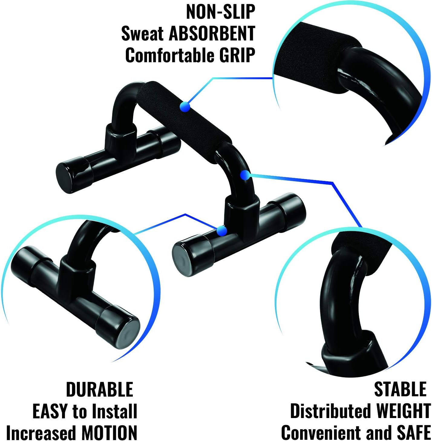 Push Up Bars - Home Workout Equipment Pushup Handle With Cushioned Foam Grip and Non-Slip Sturdy Structure - The Push Up Handles for Floor are Great for Strength Workouts - Push Up Bars for Men Women