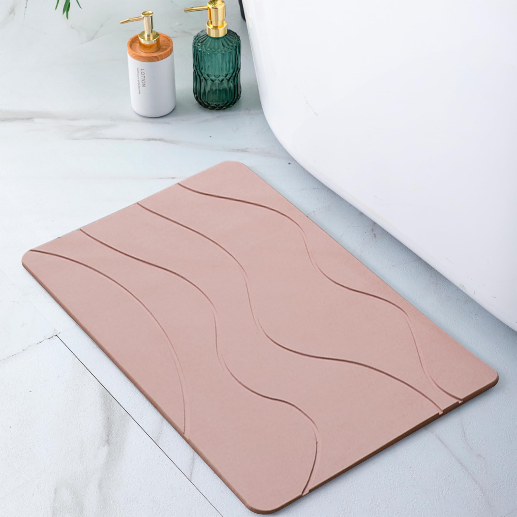 Pure 4Home Alfombra Diatomita Baño 60x40 – Secado Rápido, Antideslizante y Antibacteriana – Alfombrilla Piedra Diatomita Super Absorbente – Alfombrilla Diatomita - Stone Bath Mat (Grey Waves) — view 10