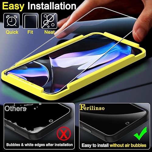 Miniatura 28 de Ferilinso Protector de pantalla diseñado para iPhone 13 Mini, paquete de 3 unidades de vidrio templado HD con 2 protectores de lente de cámara