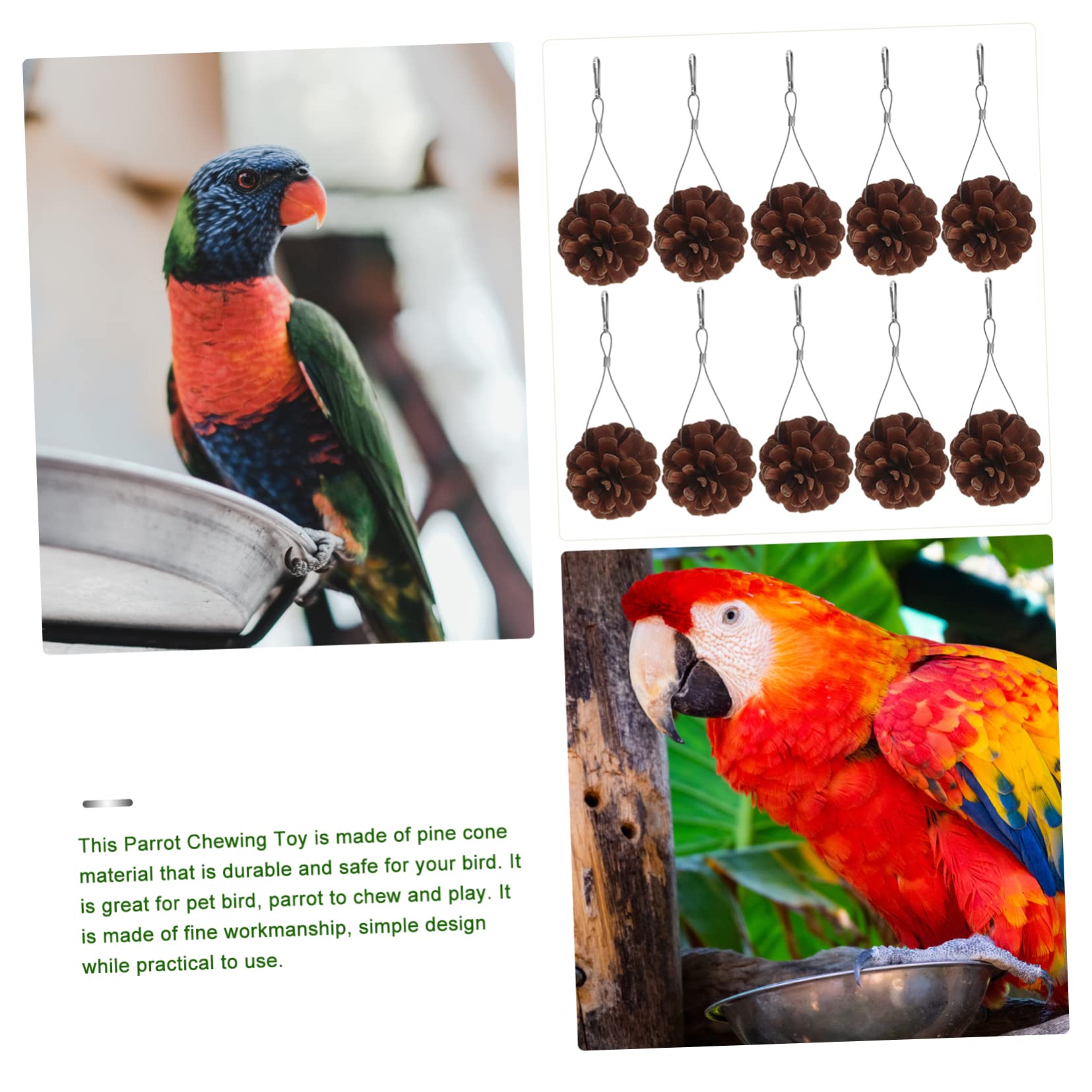 POPETPOP 30pièces Jouet à Mâcher pour Oiseaux Jouet Pomme De Pin Suspendu pour Perruches Et Perroquets Accessoire De Jeu Sûr Et