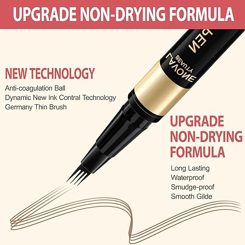 Miniatura 3 de LAVONE Lápiz de cejas 2 en 1 para mujer con lápiz de cejas microblading de 4 puntas y lápiz de cejas curvado y preciso, lápiz de cejas impermeable