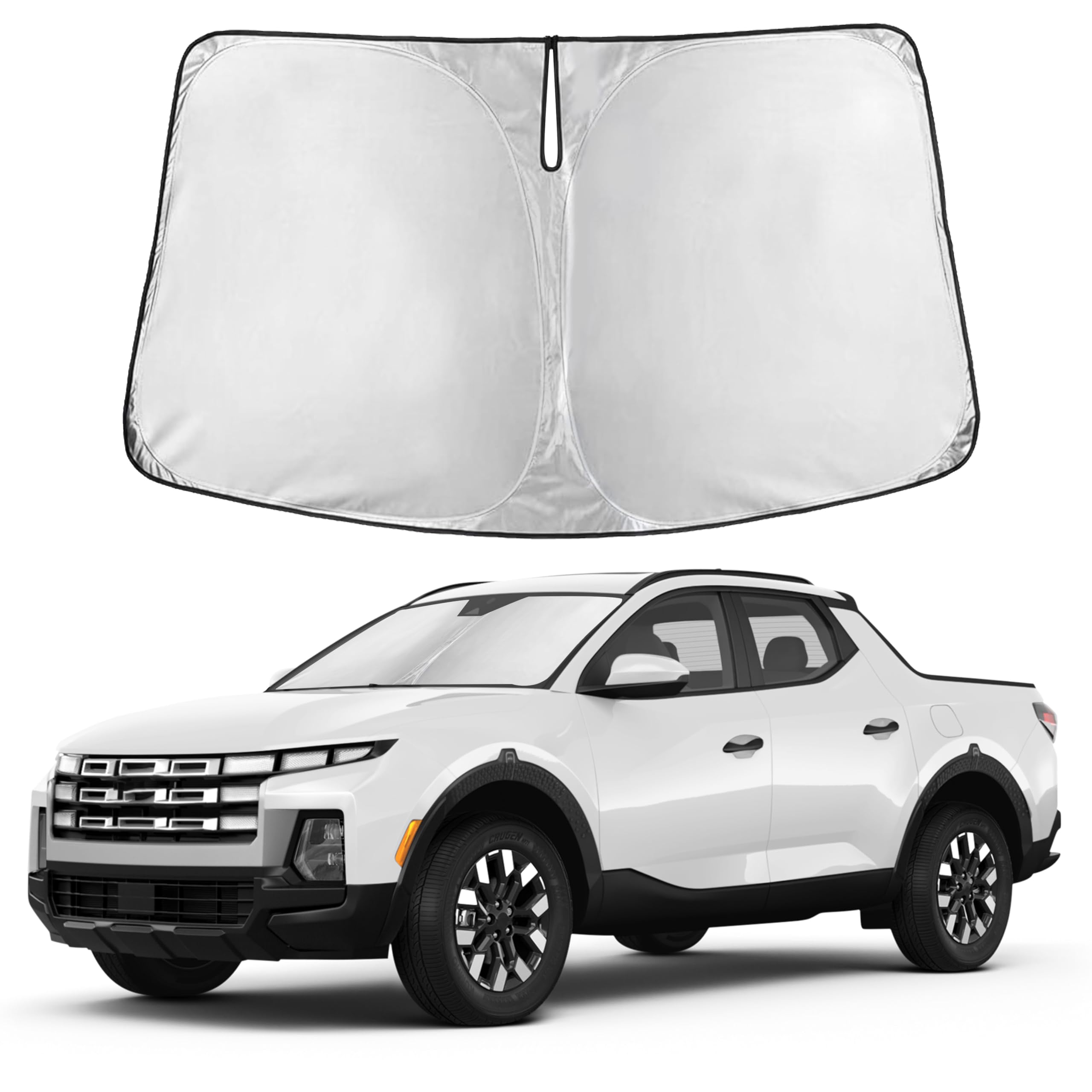 Autovir Windshield Sun Shade Fit for 2022-2024 2025 2026 Hyundai Santa Cruz Sunshade, Front Car Window Shades Sun Visor, Blocks UV Rays & Heat, Car Accessories Fit for Hyundai Santa Cruz 2022-2026