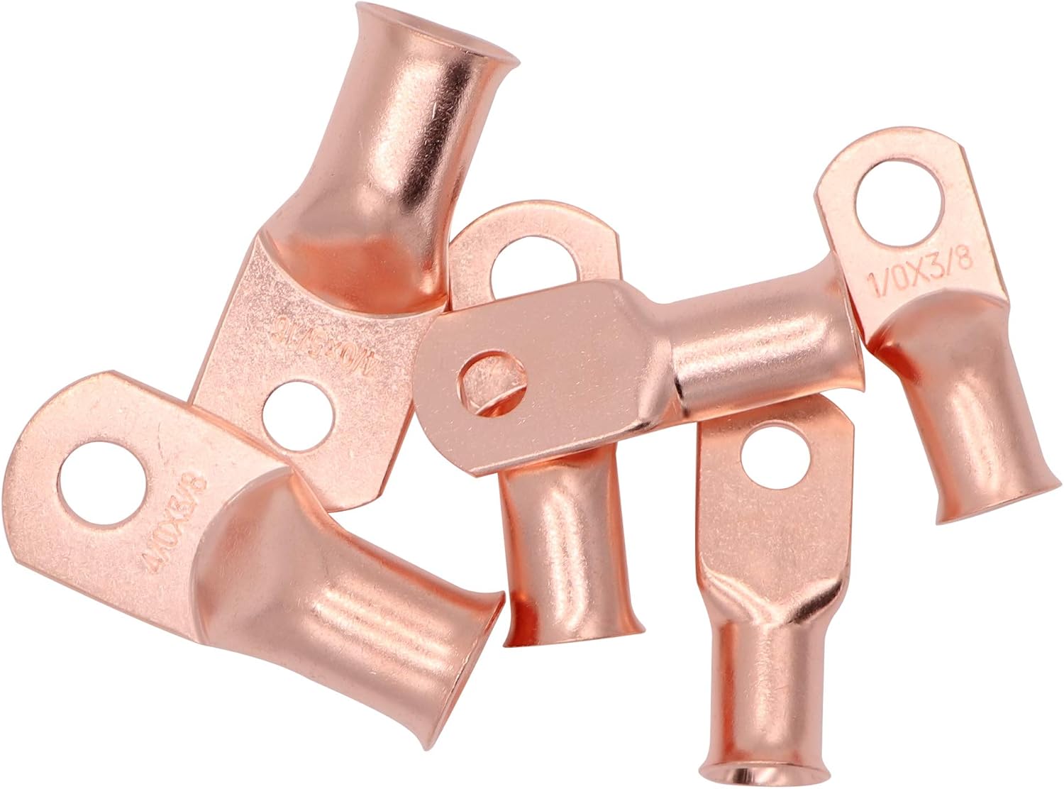 🔥 Copper Wire Terminal Connectors lugs,AWG6/4/2,1/0 Battery Cable Crimp Ring Ends with Heat Shrink Tubing Assortment Kit-80PCS,8 Types