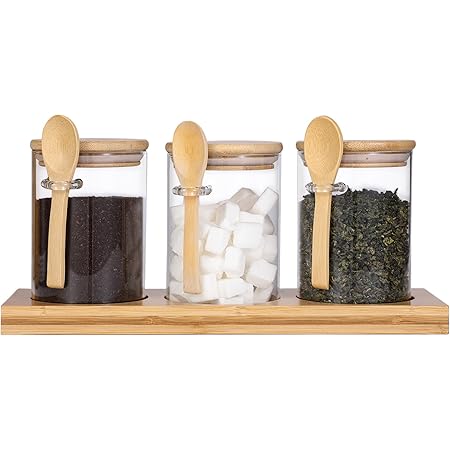 Fufafayo Under $5 3Pcs Spice Serving Jars Set Bath Storage Jar With Lid Spoon And Tray Seasoning Storage Canister For Seasoning Pepper - View #7