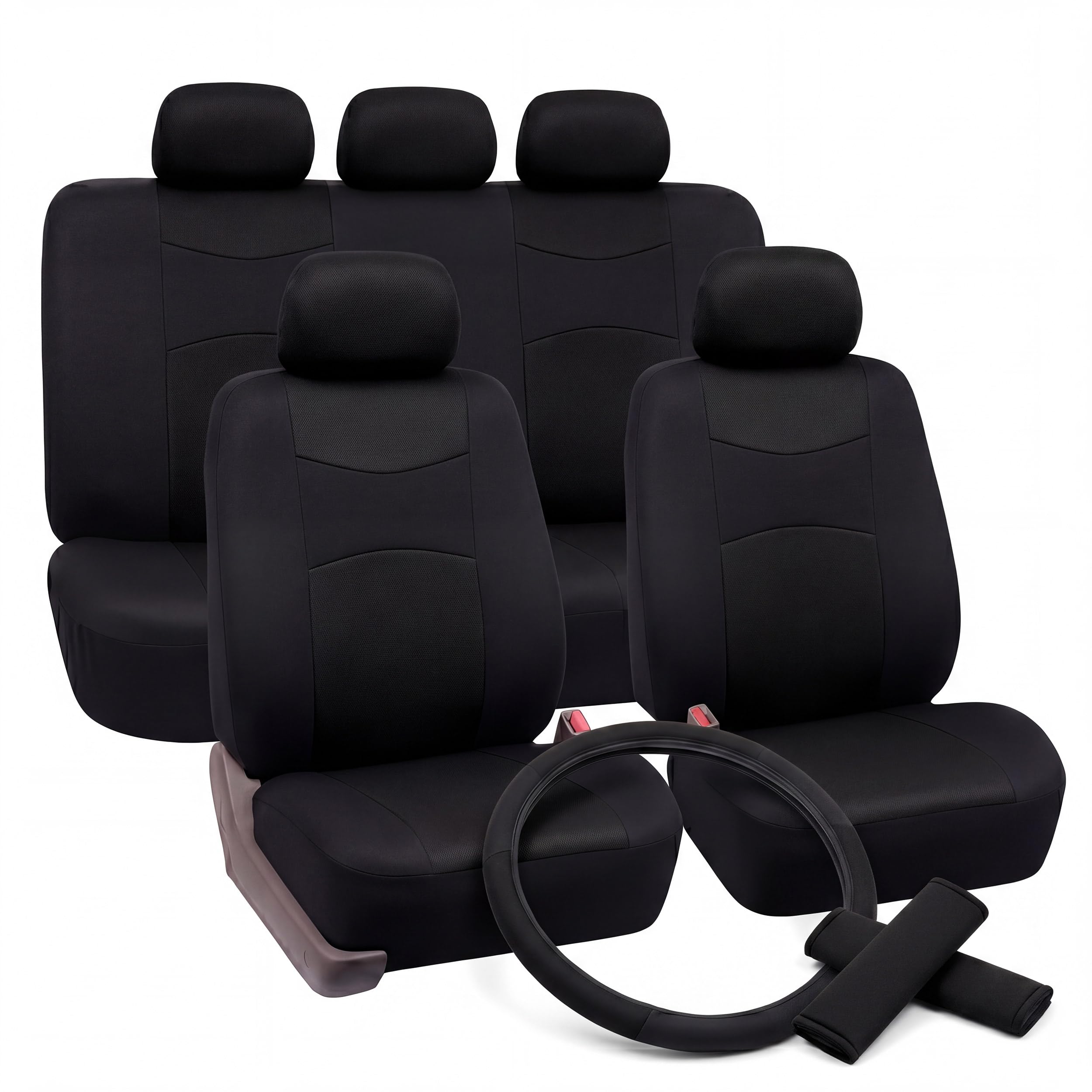Auto Accessori Lupex - A18 - Set 12 pezzi Coprisedili Universali con Coprivolante e Copri Cintura, per sedili anteriori e posteriori