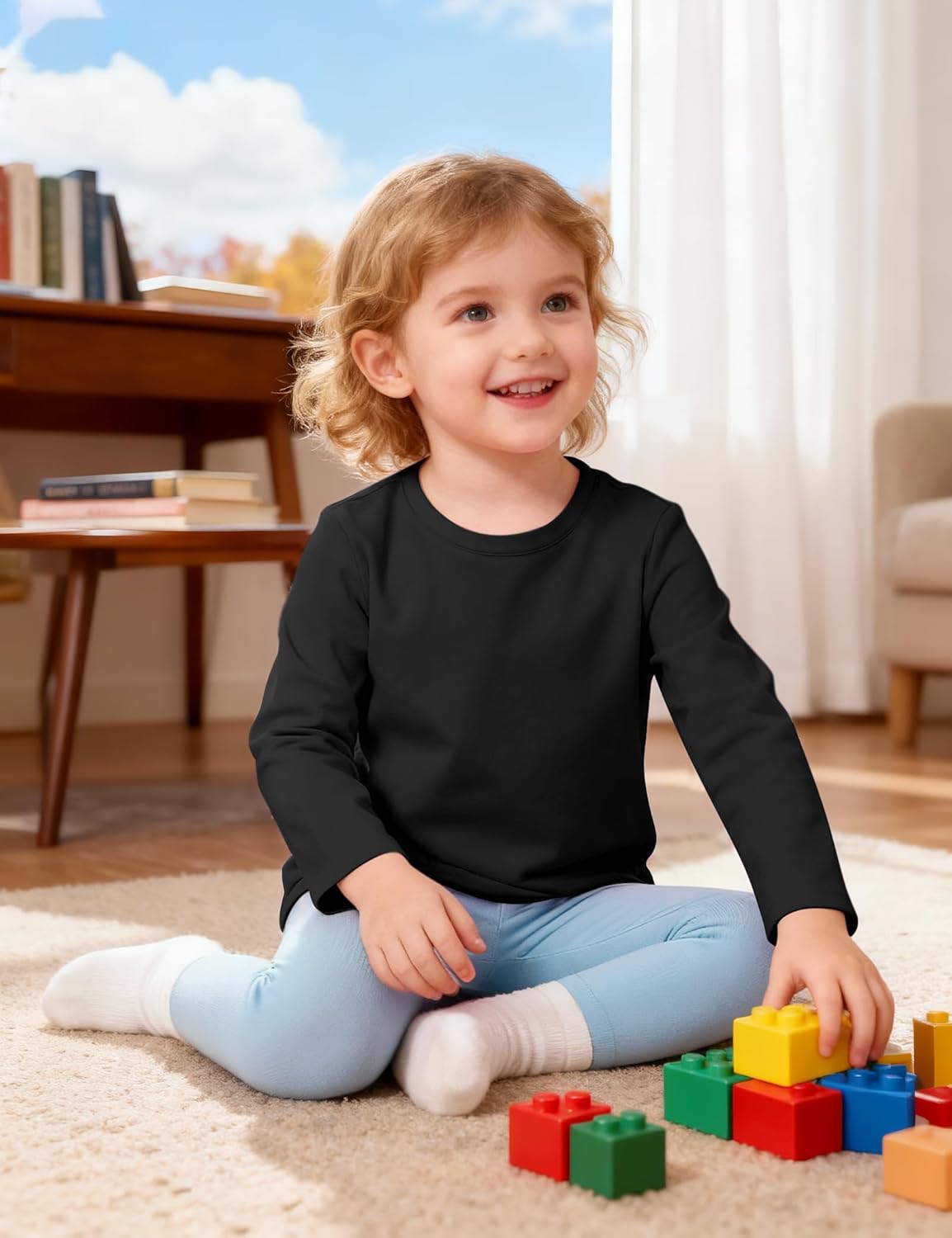 Witwot Toddler Girl Long Sleeve Shirts Soft Cotton T-Shirts Baby Girls Crewneck Basic Tees Tops for 18M-5T - Image 7