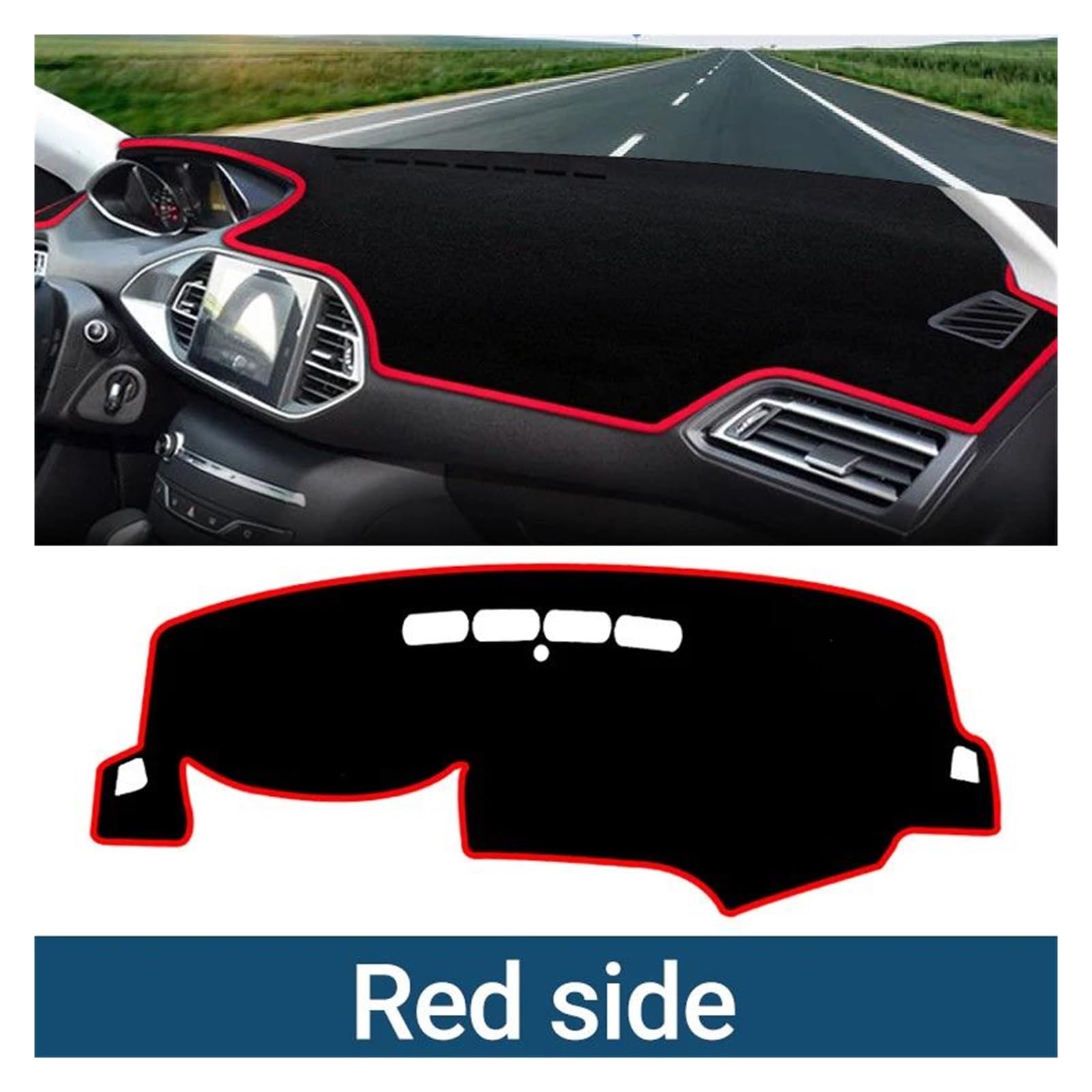 Tapis Tableau Bord intérieur Voiture Tapis Protection pour Tableau Bord Voiture Pare-Soleil pour Peugeot 308 SW T9 pour GTI II MK2 2014-2020(A Red Side,LHD)