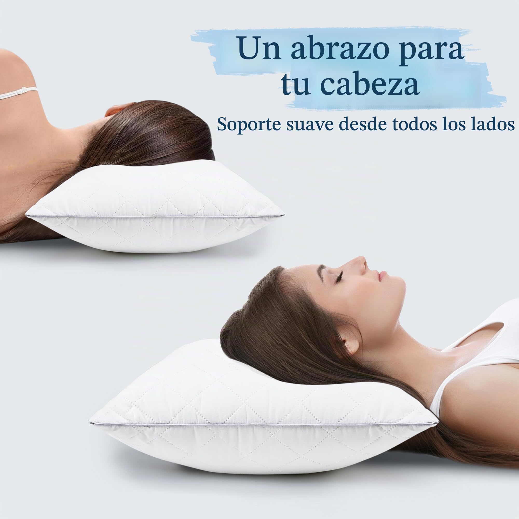 Orange Wave Almohadas 50x70 cm Pack de 2 – Microfibra hipoalergénica, Suaves y Transpirables, certificadas Oeko-Tex, Ideales para Dormir cómodamente