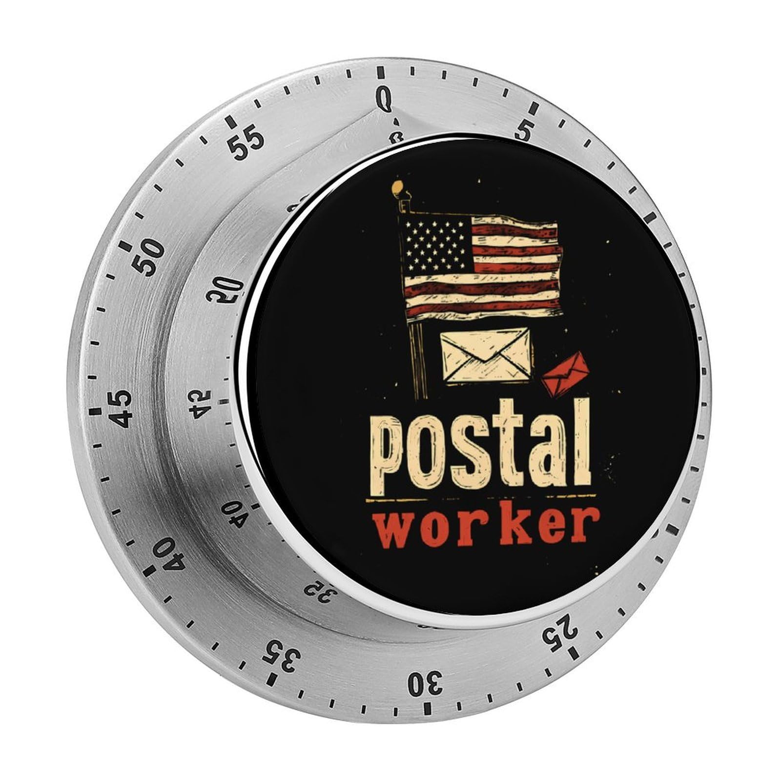Postal Worker U.S. Flag Funny Timer 60 Minute Countdown Timer Mechanical Time Management Tool for Kitchen Work