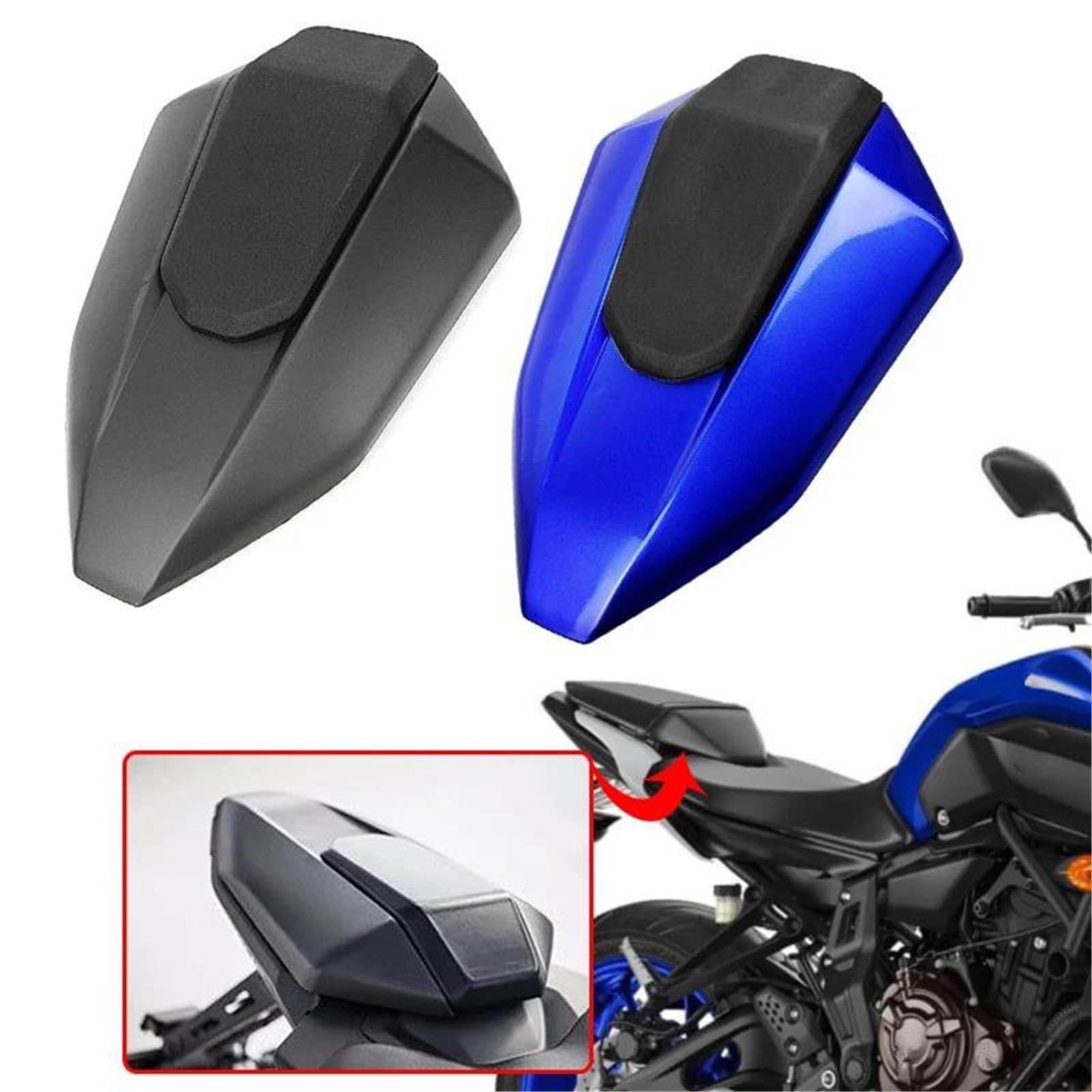 Dosseret De Selle Carénage Capot De Selle Arrière pour Moto pour Yamaha MT-07 FZ-07 (2013-2017) Carénage De Siège Passager(Matière Noire)