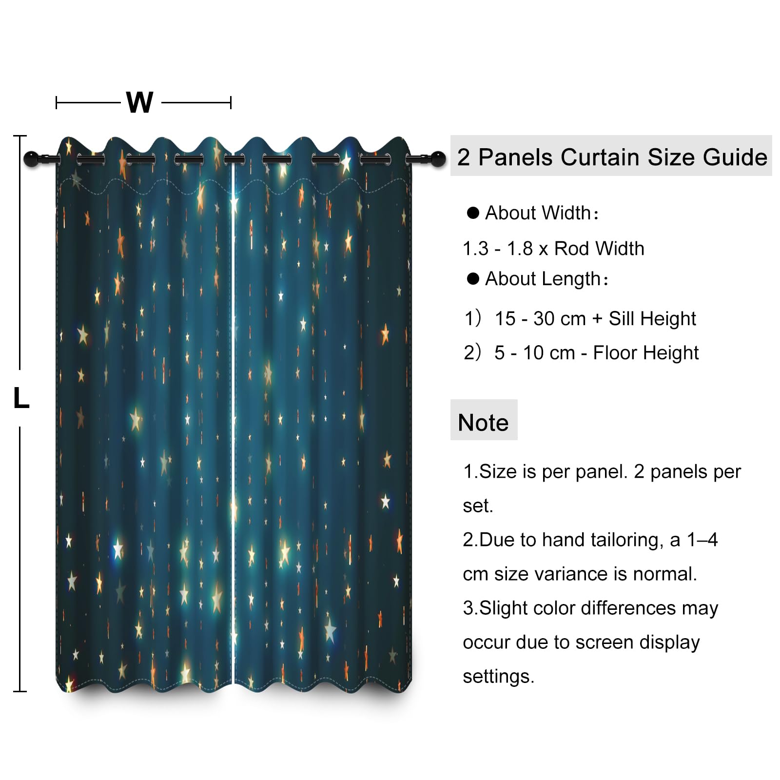 YONGFOTO Cortinas Opacas Espacio Habitación Infantil Niño Estrellas Azules | Estrellas Doradas Brillantes Cortinas Térmicas Opacas para Dormitorio con Ojales 2 Paneles 140 x 229 cm