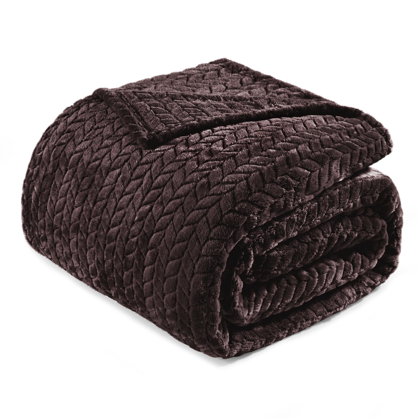 Exclusivo Mezcla Fleece Double Size Blanket for Bed, 150x200 CM Soft Cozy Jacquard Flannel Blankets, Lightweight Fuzzy Plush Warm for Winter, Coffee โ image 1