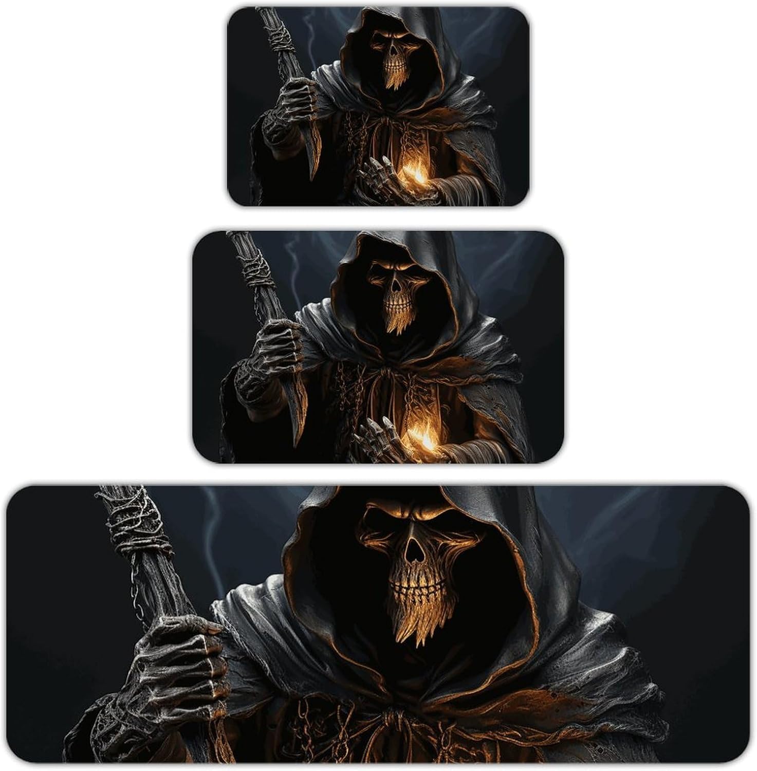 Grim-Reaper Kitchen Mats for Floor 3 Pcs Kitchen Rugs