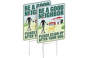 Clean Up After Your Dog Signs, 2-Pack 12"x9" with Metal Stake