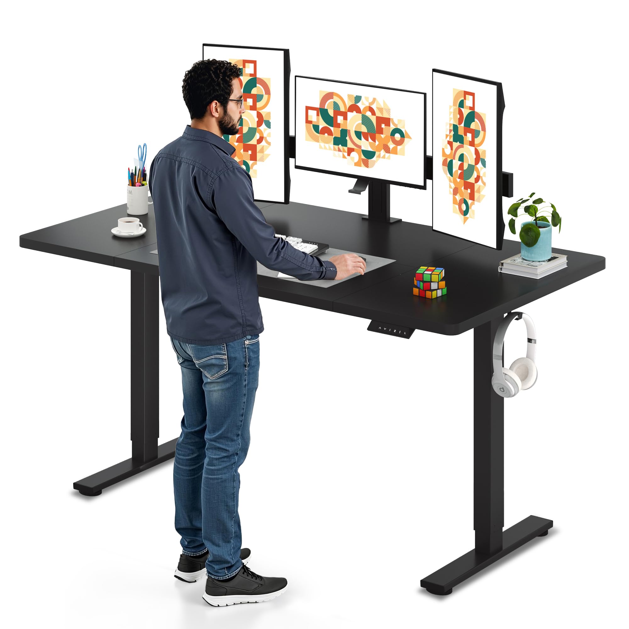 SANODESK Electric Standing Desk, 63 x 32'' Height Adjustable Sit Stand Desk