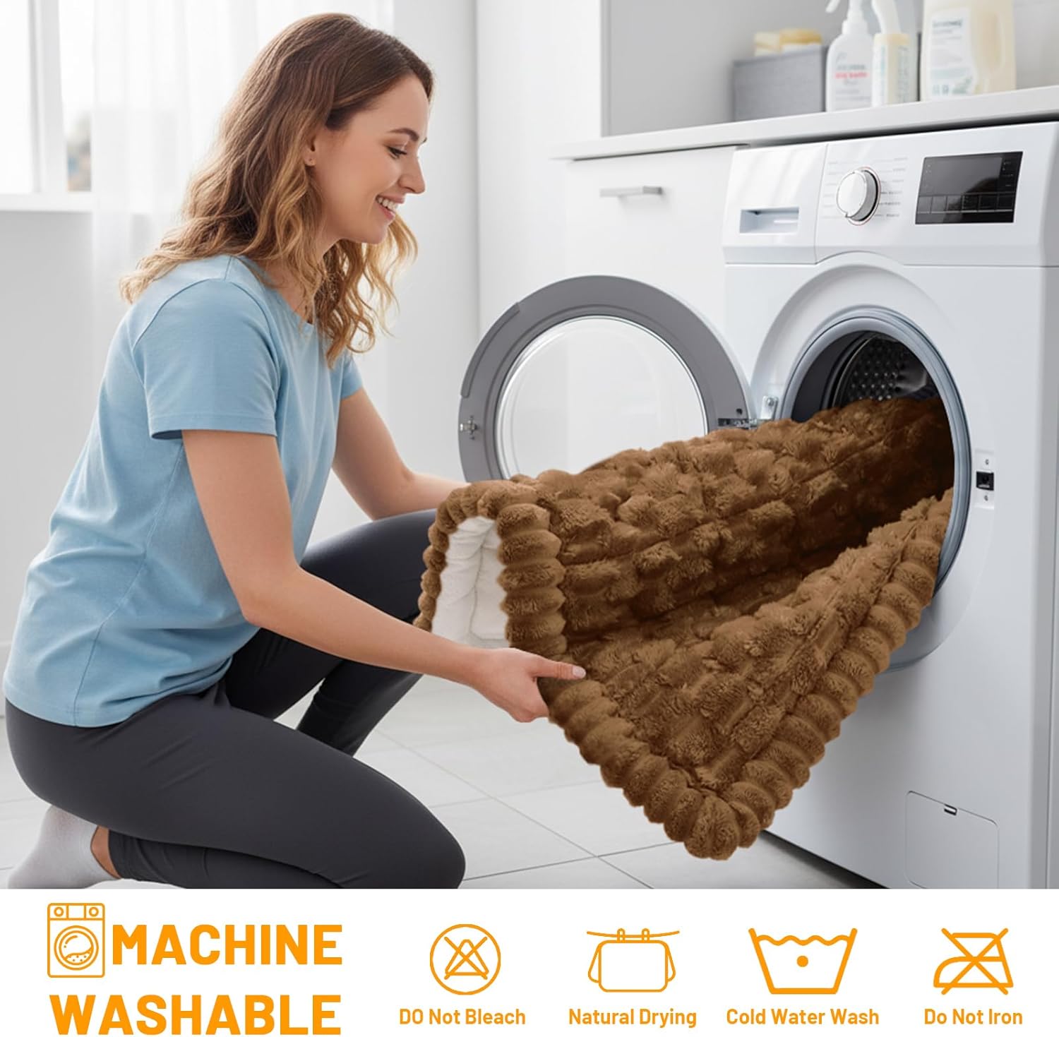 Smiry Couch Covers for Dogs Washable, Non Slip Fuzzy Pet Couch Covers for Sofa, Soft Thick Sofa Slipcovers Furniture Protector Pet Friendly (Chocolate, 27.6" x 47")