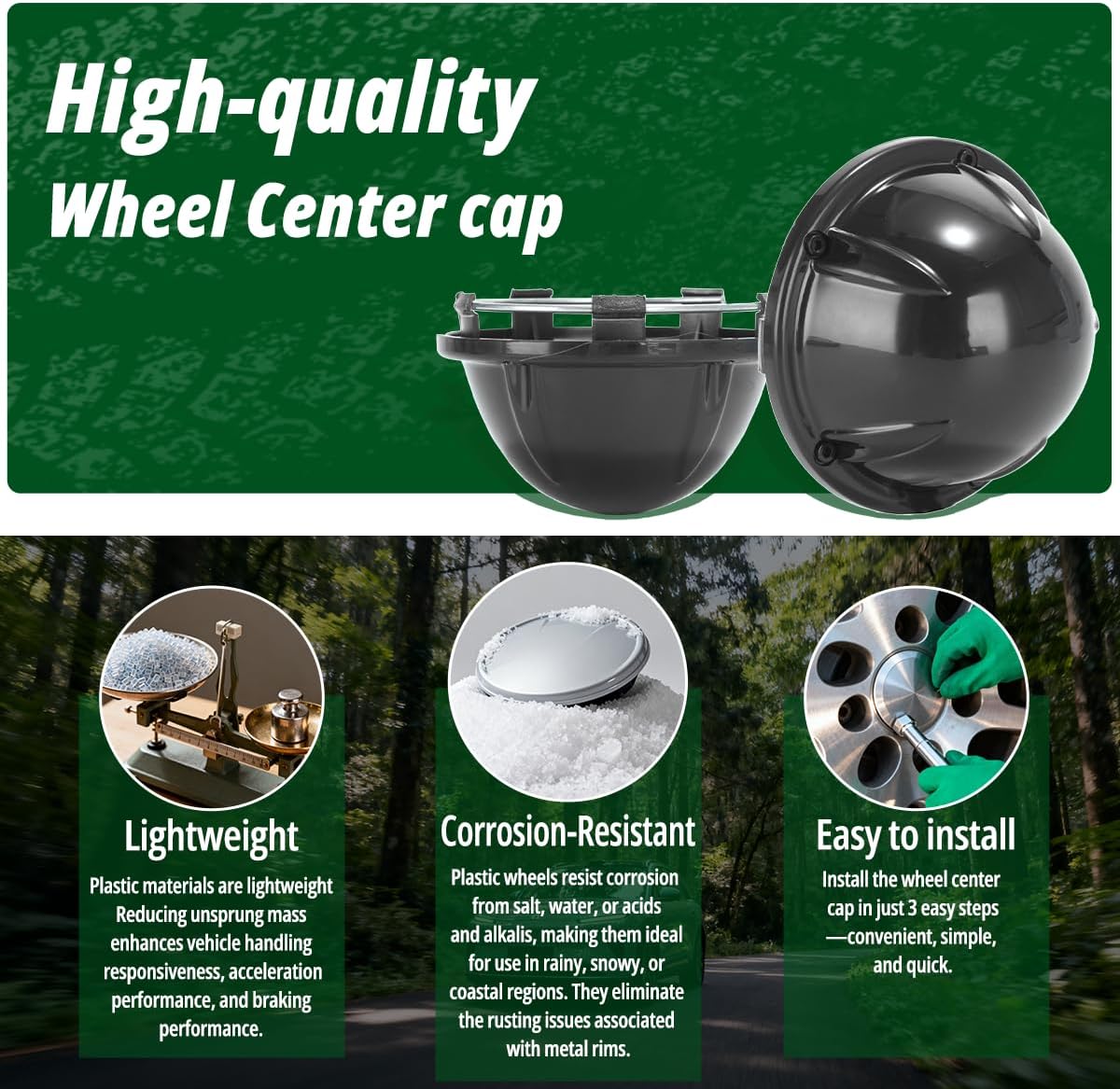 4 Pcs 3.03" (77mm) Wheel Center Caps for Ridler 695 650 651 Wheel - C10695 LG1011-16 57492085F-1 C524101-CAP Hub Covers- High Gloss Black