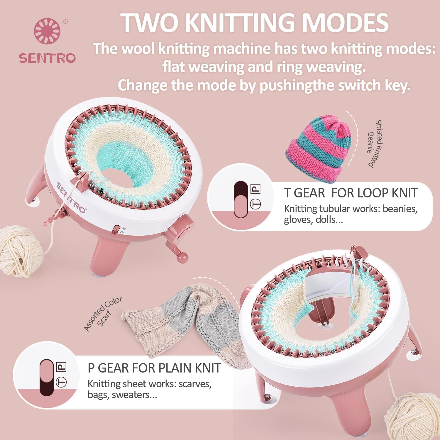 Snapklik.com : SENTRO Knitting Machine 40 Needles, Smart Circular ...