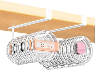 2 Pack Large Tumbler Lid Organizer, Under Cabinet Cup Lid Holder for Yeti Insulated Mug/Stanley Insulated Mug/Simple Modern Insulated Mug Lid, No Gluing, No Drilling, Up to 10 Lids (White)