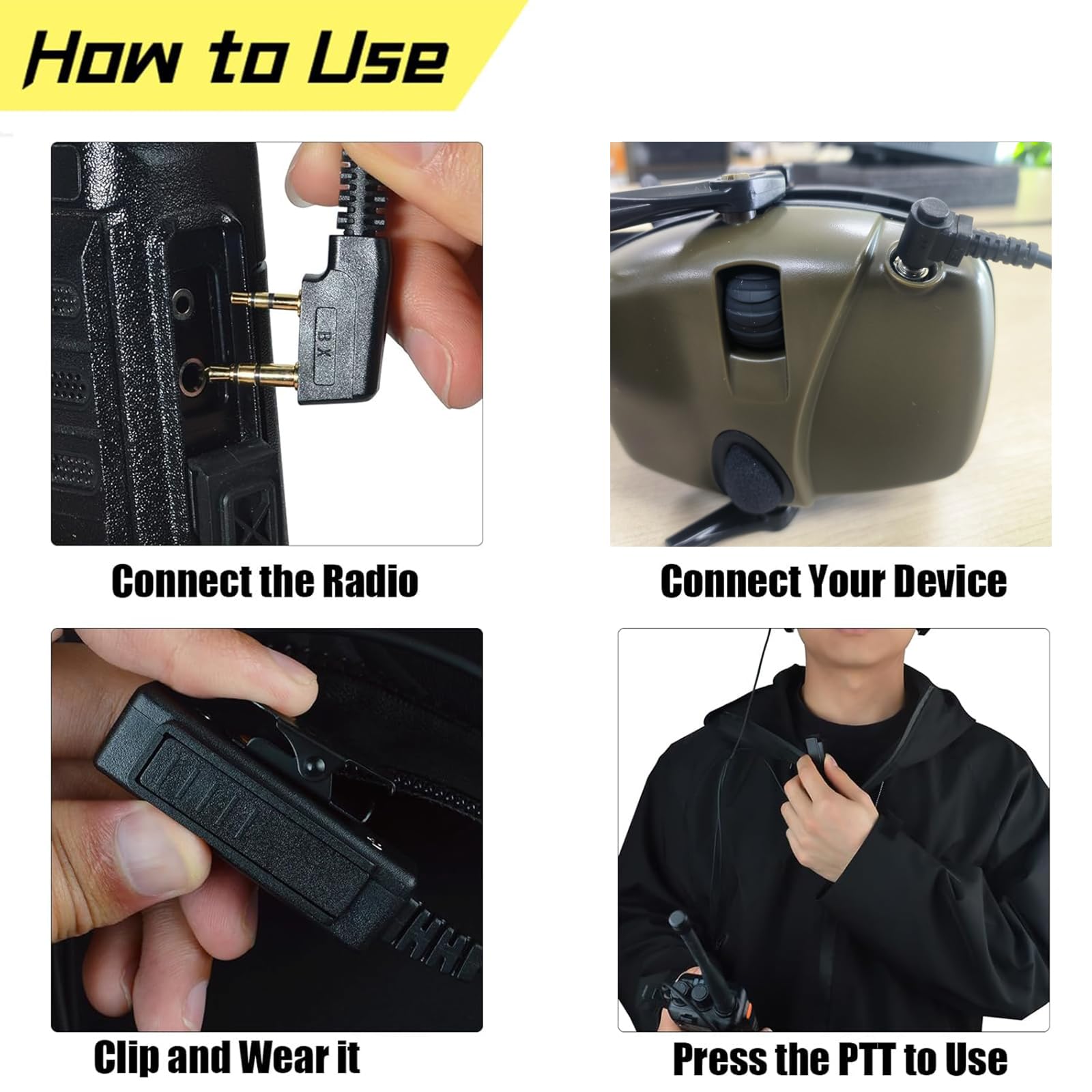 Cavo Audio Universale da 2 Pin a 3.5 mm 90° con PTT, Compatibile con Baofeng UV-5R 777 888S Kenwood TH-22AT TK-3100 Quansheng K5 TK-11 e Cuffie con Microfono a Ingresso 3.5 mm