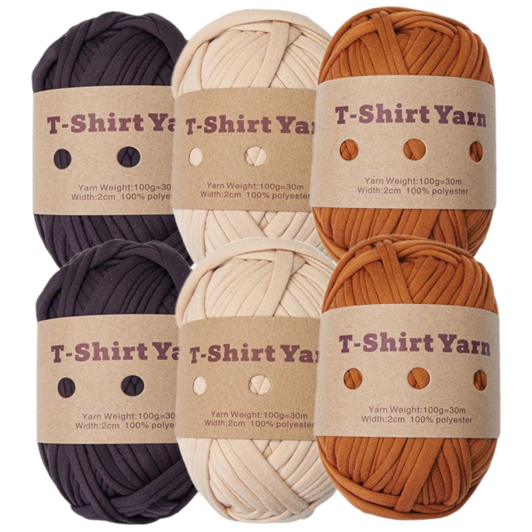 Fil de t-shirt élastique pour crochet | 6 pelotes de 100g de fil chunky yarn pour sac de bricolage