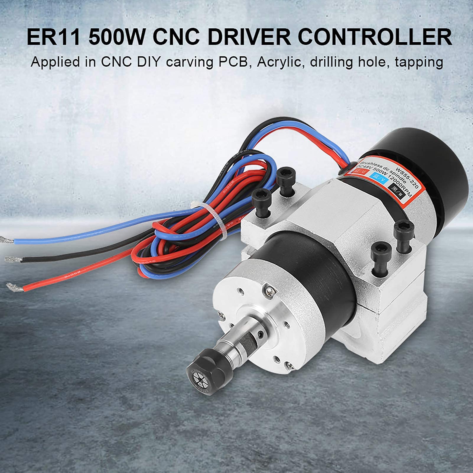 WS55-22 ER11 Brushless Spindle Motor, CNC Spindle + Drive + Power