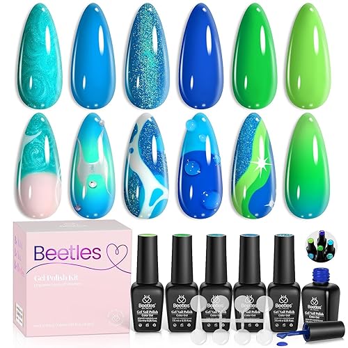 Miniatura 115 de Beetles - Esmalte de uñas de gel pastel, 6 colores, esmalte de gel macarrón, rosa claro, azul, verde, amarillo, morado, uñas suaves para todas