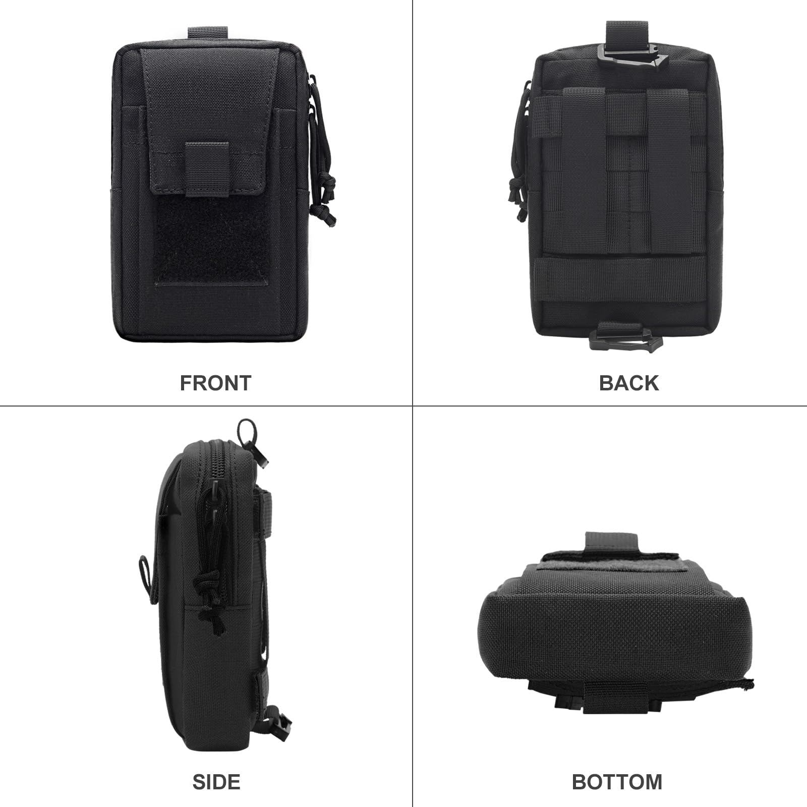 Marsupio Tattico Militare Nero - 12x18x8cm, Nylon 1000D