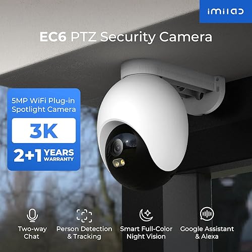Miniatura 2 de IMILAB Cámara de seguridad enchufable EC6 3K para exteriores cámara para seguridad en el hogar con foco de vigilancia giratoria de 360, cámara de