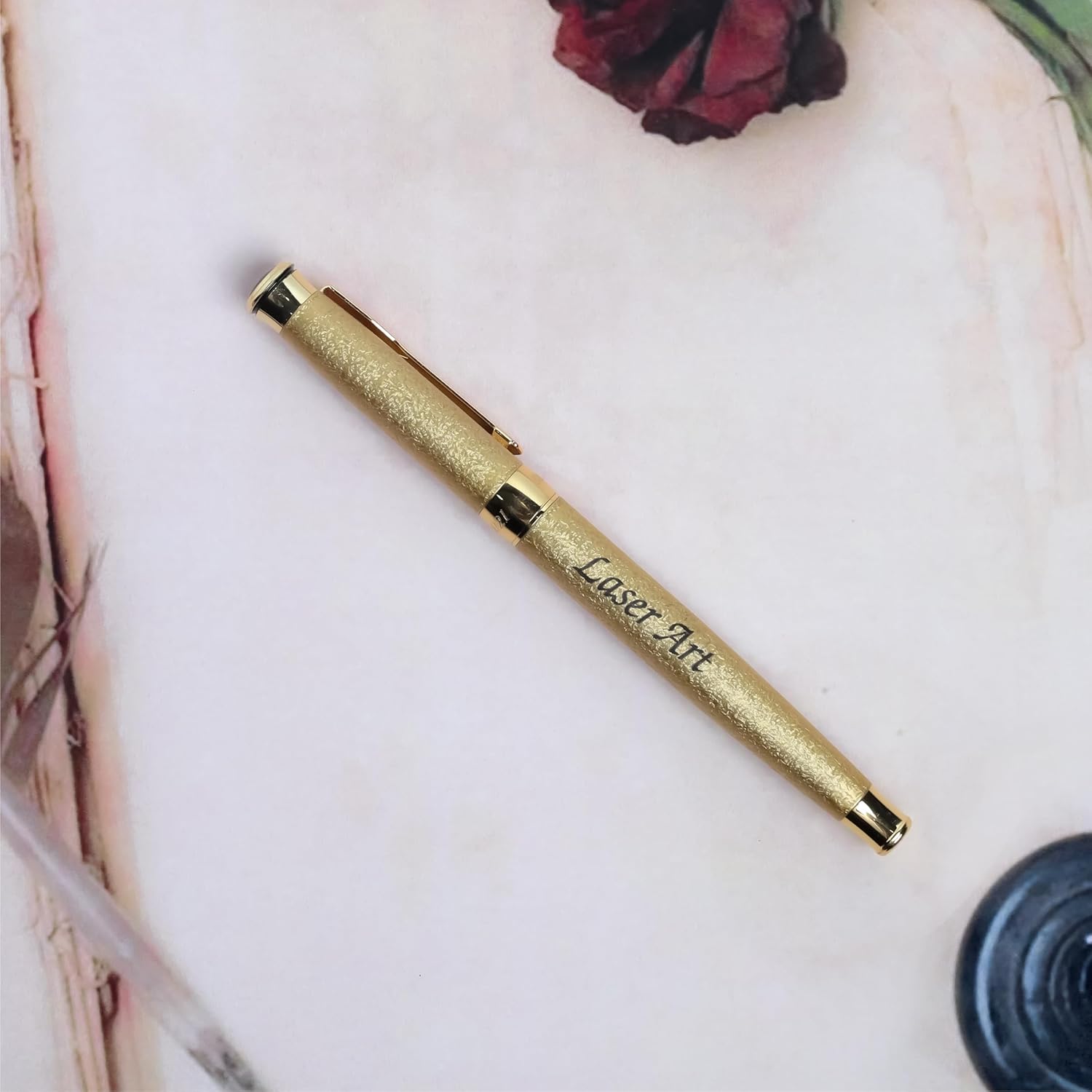 LASER ART Personalized Gold and Black Fountain Pen A Luxurious
