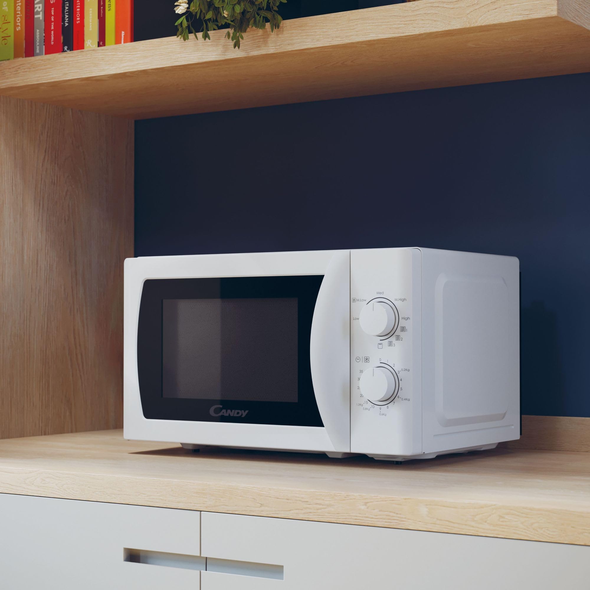 Candy Idea CMG20SMW Four Micro-ondes 700 W 20L, Fonction Gril, Fonction Décongélation, Plateau Tournant 25,5cm, 5 Niveaux de Puissance, Blanc